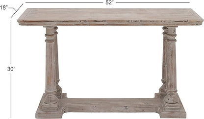 Benzara Deco 79 Wood Console Table with Distressed Accents, 52" x 18" x 30", Light Brown