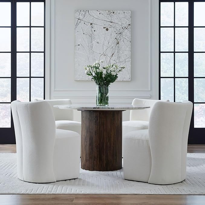 Liberty Furniture Accent Dining Chairs with Castors - Rounded Back - Ivory Upholstry - Set of Four