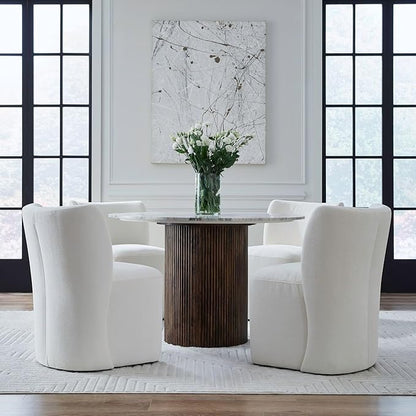 Liberty Furniture Accent Dining Chairs with Castors - Rounded Back - Ivory Upholstry - Set of Four