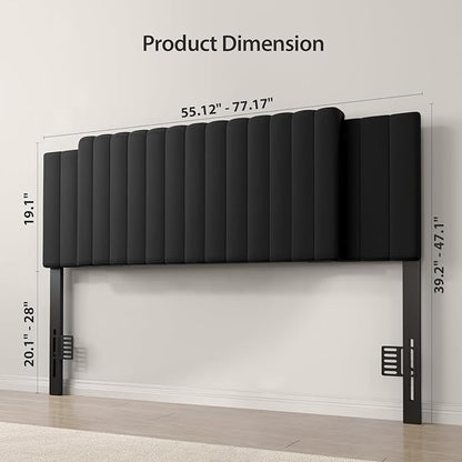 Upholstered Tufted Velvet Headboard, 3 in 1 Headboard for Full/Queen/King Size Bed, Height & Width Adjustable Head Board, Attach Frame, Study & Comfortable, Ideal for Bedroom, Dorm, Guest Room, Black