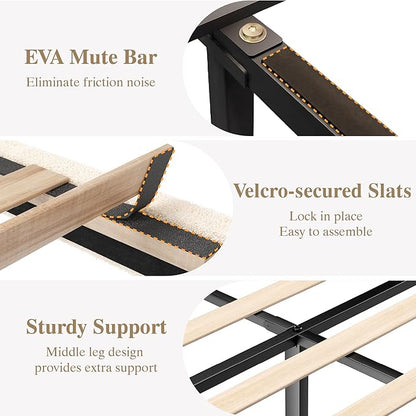 King Size Cloud Bed Frame, Upholstered Boucle Platform Bed with Adjustable Headboard, Anti-Collision Soft Rounded Corners, Noise Free, Easy Assembly, Cream