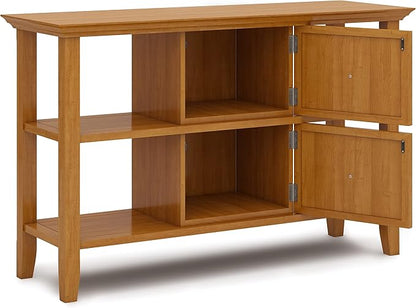 SIMPLIHOME Acadian SOLID WOOD 48 inch Wide Transitional Console Sofa Table in Light Golden Brown for the Living room Entryway and Bedroom