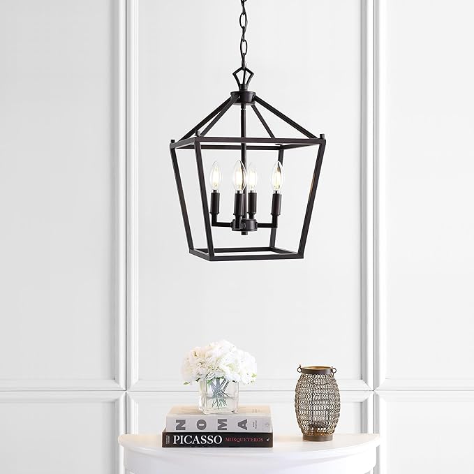 JONATHAN Y JYL7436A Pagoda Lantern Dimmable Adjustable Metal LED Pendant Classic Traditional Farmhouse Dining Room Living Room Kitchen Foyer Bedroom Hallway, 12 in, Oil Rubbed Bronze