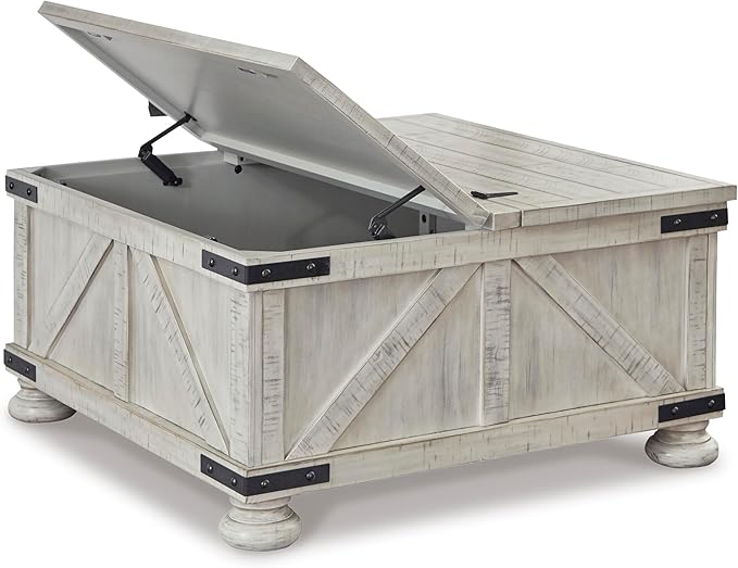 Signature Design by Ashley Carynhurst Casual Cocktail Table with Storage, Whitewash