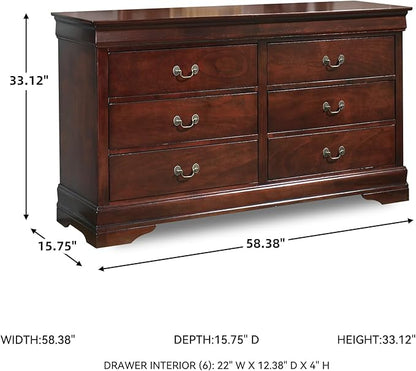 Signature Design by Ashley Alisdair Traditional 6 Drawer Dresser, Dark Brown