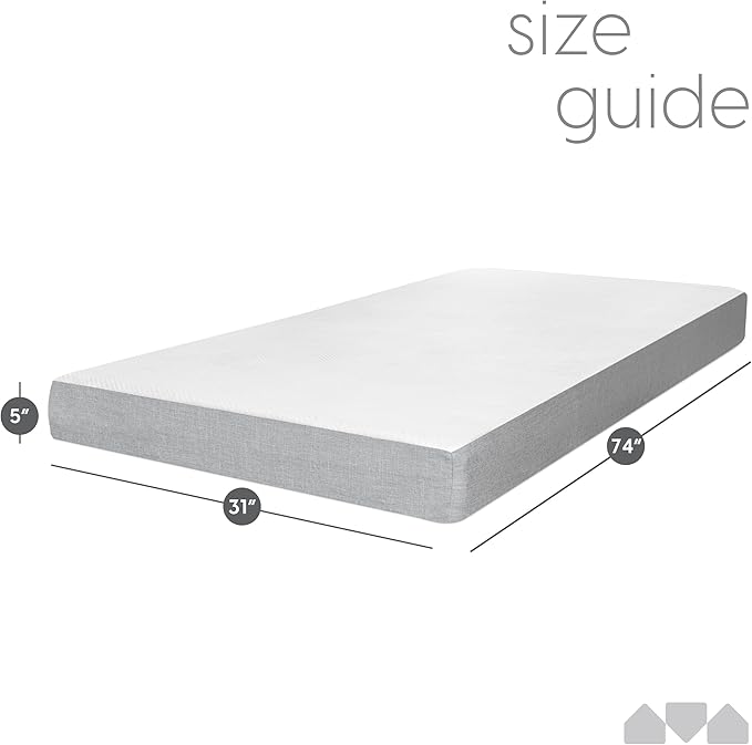 Milliard 5 in. Memory Foam Mattress Cot - for Bunk Bed, Daybed, Trundle or Folding Bed Replacement (1 Pack)