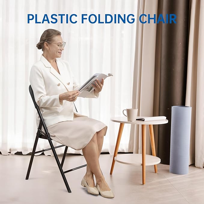 100 Pack Thicker 800 LBS Black Folding Chairs, Commercial Grade Folding Chair, Foldable Chairs for Events