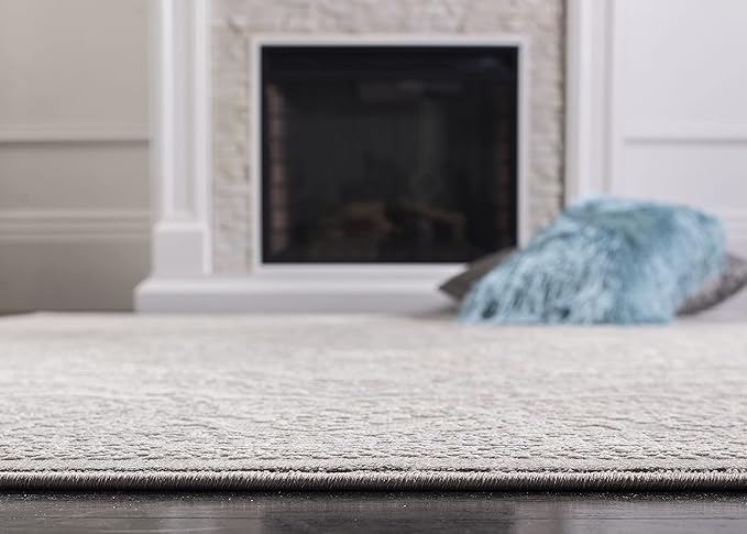 SAFAVIEH Area Rug 6x9 - Reflection Collection - Light Grey & Cream, Non-Shedding & Easy Cleaning, Ideal for Foyer, Living Room, Bedroom (RFT668G)
