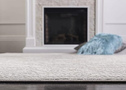 SAFAVIEH Area Rug 9x12 - Reflection Collection - Large - Light Grey & Cream, Non-Shedding & Easy Cleaning, Ideal for Living Room, Bedroom, Dining Space (RFT668G)