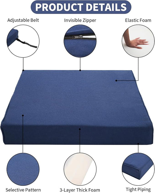 Patio Furniture Sofa Cushion Set Outdoor Living Deep Seating Cushions Thick Foam Replacement Cushion,23.6x23.6 Inch,Navy Blue