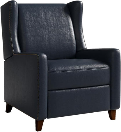 Genuine Leather Recliner Chair for Adults, Top-Grain Leather Manual Recliner with Classic Design, Comfortable Armchair for Living Room, Bedroom or Theater Use