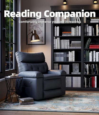 GarveeHome Oversized Recliner Chairs, Classic Manual Leather Recliner, Home Theater Seating with Lumbar & Arms Support for Living Room, Bedroom and Nursery - Grey