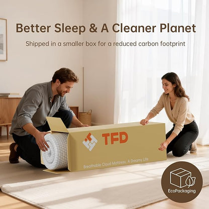 TFD Full Memory Foam Mattress New Version Cool Gel Infused Medium Firm Zoned Pressure Relief for Cooling Sleep Fiberglass Free CertiPUR-US Certified Washable Removable Cover 6 Inch (White)