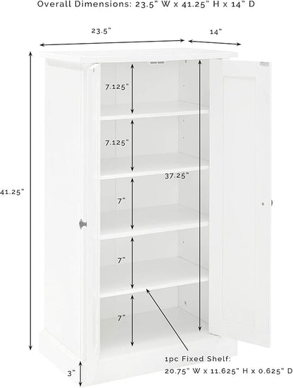 Crosley Furniture Seaside Accent Storage Cabinet, Bar, Buffet for Kitchen, Living Room, or Entryway, White