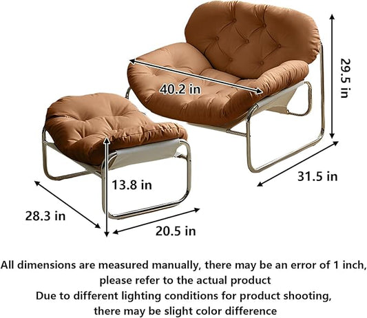 Thick Cushioned Recliner Sofa, Lazy Chair with Upholstery and Footrest, for Living Room, Bedroom, Dorm Brown B