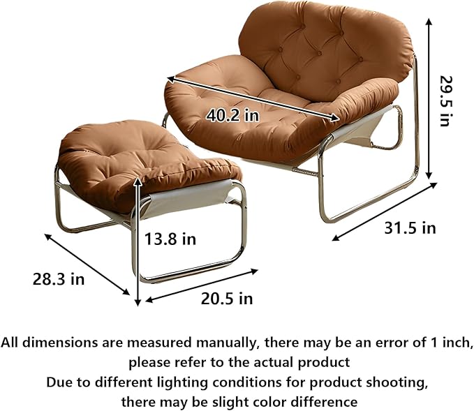 Thick Cushioned Recliner Sofa, Lazy Chair with Upholstery and Footrest, for Living Room, Bedroom, Dorm Brown A