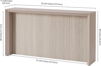 Henn&Hart 56'' Wooden Rectangular Fluted Console Table Entryway Table, Sofa Table for Entryway, Living Room, Couch, Hallway, or Office, Alder White