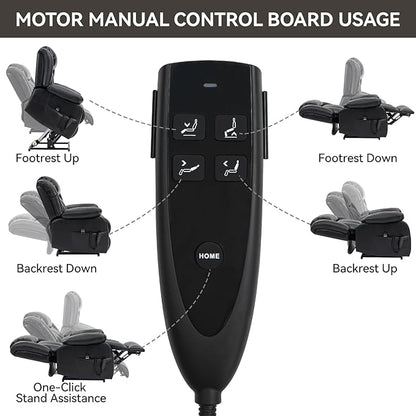 Luxlen Electric Power Lift Recliner Chair with Vibration Massage and Heat, Leather Reclining Chairs for Elderly with Remote Controls, Side Pockets, Big and Tall Recliner, Black