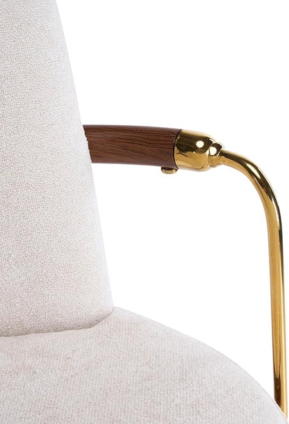 Christopher Knight Home Sybul Fabric Upholstered Counter Height Bar Stools Set of 2, Metal Stool Chair for Kitchen Island with Thick Padded Seat, Counter Stool with Footrest, Light Beige+Walnut