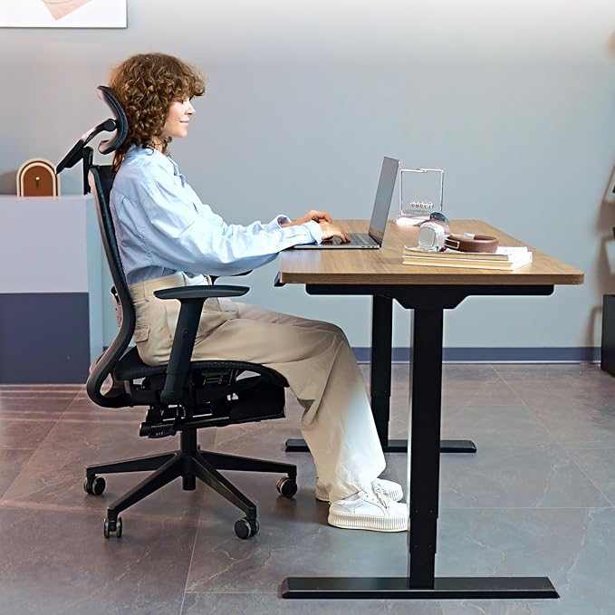 FLEXISPOT OC3 Air Ergonomic Office Chair with Footrest, Mesh Back Computer Chair, Home Office Desk Chairs, with Adjustable Lumbar Support/3D Headrest/Reliable Base, Mesh Seat Cushion, Black, Air-F