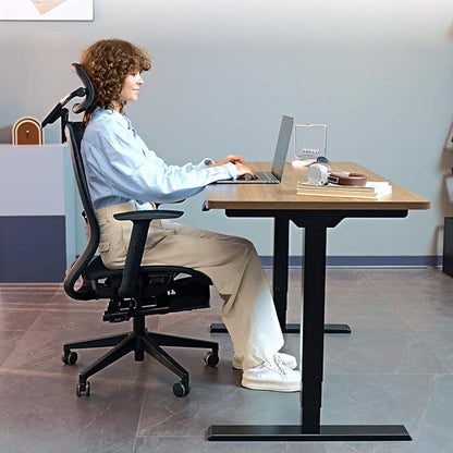 FLEXISPOT OC3 Air Ergonomic Office Chair with Footrest, Mesh Back Computer Chair, Home Office Desk Chairs, with Adjustable Lumbar Support/3D Headrest/Reliable Base, Mesh Seat Cushion, Black, Air-F