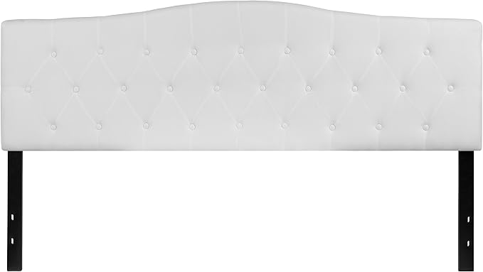 EMMA + OLIVER Tufted Upholstered King Size Headboard in White Fabric