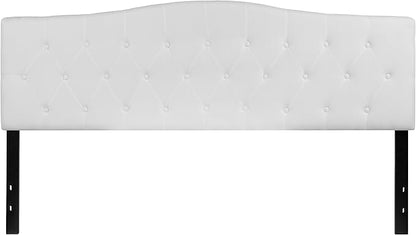 EMMA + OLIVER Tufted Upholstered King Size Headboard in White Fabric