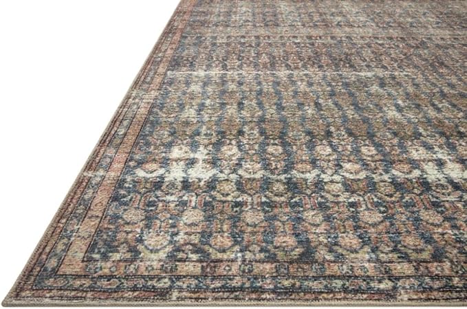 Loloi Amber Lewis Billie Collection, Ocean & Brick 5'-0" x 7'-6" Area Rug – Antique & Distressed Accent Rugs for Living Room, Bedroom, Entryway & Hallway, No Shed High Traffic Area Home Decor Rug