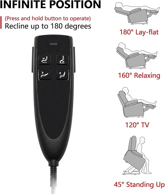 Power Lift Chair Lay Flat Recliner Infinite Position Electric Dual Motor Stand Up Lift Chair with Massage and Heat for Adults,Heavy Duty Recliners with 2 Remote Controls and Two Cup Holders