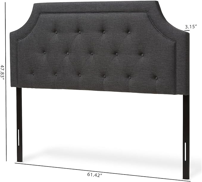 Maykoosh Adjustable Wood Post Headboard - Button Tufted Upholstered Bedroom Headboard Queen/Dark Gray