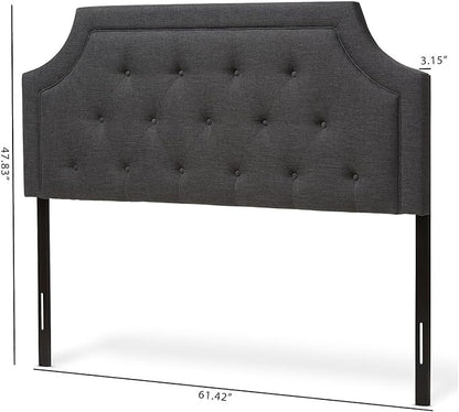 Maykoosh Adjustable Wood Post Headboard - Button Tufted Upholstered Bedroom Headboard Queen/Dark Gray