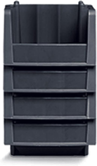 Akro-Mils 30776 Economy Stacking Shelf Plastic Storage Bins, (18-Inch x 6-5/8-Inch x 7-Inch), Black (10-Pack)