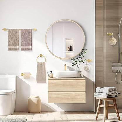 10-Piece Brushed Gold Towel Bar Set Bathroom Hardware Set Include 23.6in Towel Bar Toilet Paper Holder Towel Ring Upgraded Towel Hooks Towel Holder Set for Bathroom Stainless Steel Wall-Mounted