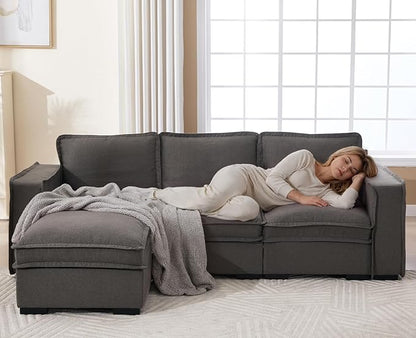 EALSON 67" Loveseat Sofa Modern Love Seat Sofa Comfy Linen Fabric Upholstered Cloud Couches Mid Century Modular 2-Seater Sectional Couch with Throw Pillows for Bedroom/Living Room/Apartment, Grey