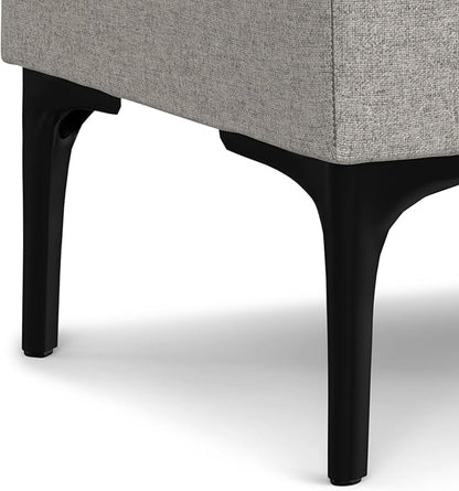 SIMPLIHOME Natasha 18 inch Wide Mid Century Square Mid Century Storage Ottoman with Tray in Cloud Grey Polyester Linen, Assembled, For the Living Room, Entryway and Family Room