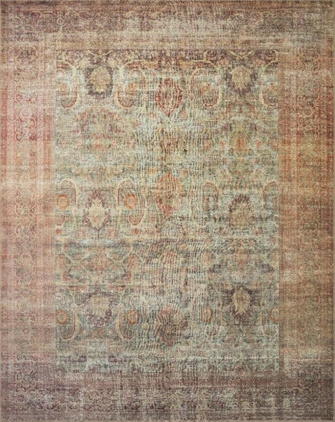 Loloi Amber Lewis Georgie Collection GER-03 Jade/Sunset 5'-0" x 7'-6", .19" Pile Height, Area Rug