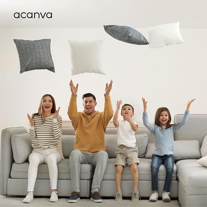 Acanva 20x20 Throw Pillow Inserts Set of 4, Premium Polyester Fiber Fill Square Sham Stuffer Cushion for Sofa, Bed, Couch and Chair, Machine Washable, 20x20 Inch(for 18x18 Cover), White 4 Count