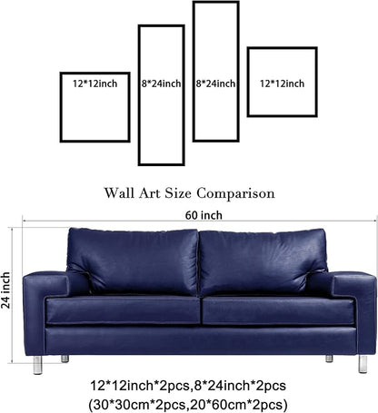 Wieco Art -Stretched and Framed 100% Hand-painted Modern Canvas Wall Art Stretched and Framed Elegant Flowers for Home Decoration Floral Oil Paintings on Canvas 4pcs/set