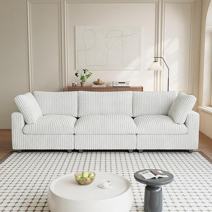 Modern Modular Sectional Sofa, 118.11" Oversized Cloud Sectional Couch, 3 Seat Comfy Modular Couches for Living Room, Plush Couch Cushion Covers Removable, Beige