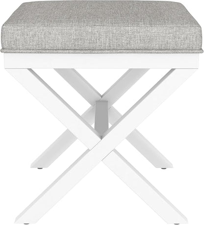 Hillsdale Somerset Backless Wood Vanity Stool for Makeup Room or Bathroom, White