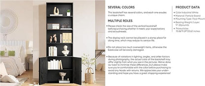 Bookshelf, 6-Tier Floor Bookcase with 2 Bottom Doors, 9.29"x23.62"x70.86", Storage Cabinet Bookshelves for Home Office, Living Room, Bedroom-Black
