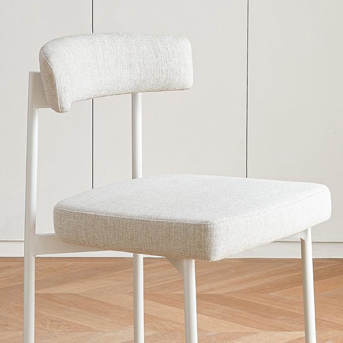 Beige Modern Bar Stools Set of 3, 24 Inch Counter Stools with Curved Backrest, Counter Height Bar Stools for Kitchen Island
