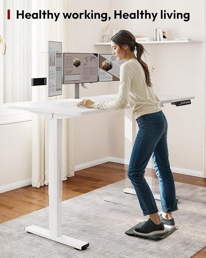 SANODESK Standing Desk Height Adjustable Electric Stand up Desk 71x32 Inches Sit Stand Home Office with Splice Board, White Frame/White Top