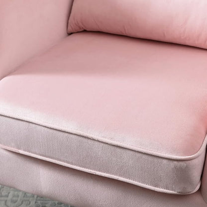 Accent Reading Arm Chairs Set of 2 for Living Room Bedroom, Midcentury Modern Comfy Corner Sofa Chair, Wingback Waiting Room Club Chair with Button Tufted Back &Lumbar Pillow, Velvet Pink