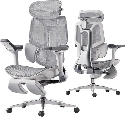 Hbada E3 Pro Ergonomic Office Chair, Big and Tall Office Chair - with 3-Zone Dynamic Lumbar Support, 4D Adjustable Headrest, 6D Adjustable Armrests, Swivel, Grey