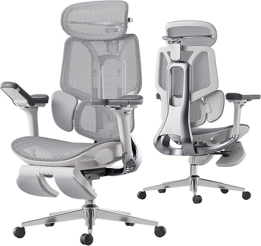 Hbada E3 Pro Ergonomic Office Chair, Big and Tall Office Chair - with 3-Zone Dynamic Lumbar Support, 4D Adjustable Headrest, 6D Adjustable Armrests, Swivel, Grey