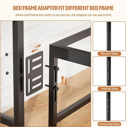 Homieasy Headboard for Twin Size Bed with Storage, Sturdy Bookcase Headboards with Outlet, USB & LED Light, Twin Size Headboard Only, Head Board with Sliding Doors & Bed Adapter for Bedroom, Black