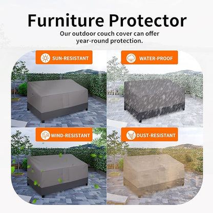 Easy-Going Waterproof Outdoor Loveseat Cover, Heavy Duty 2-Seater Patio Couch, Windproof Furniture With Air Vent (90Wx35Dx32H inch, Gray/Dark Gray)
