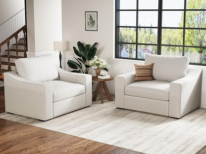 ABCASA 47" W Oversized Accent Chair, Comfy Upholstered Sofa Chair with Large Seat and Wide Armrest, Pet-Friendly Modern Lounge Armchair for Living Room/Apartment/Bedroom, Premium Linen, Ivory