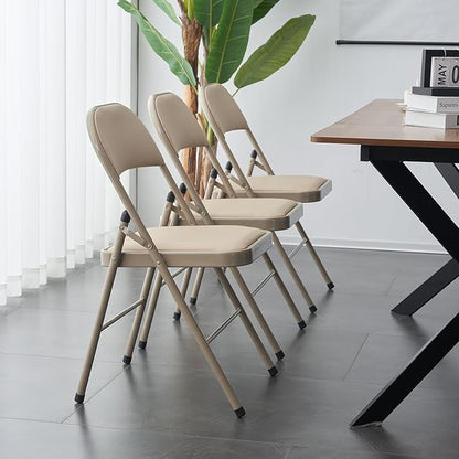 12 Pack Light Brown Folding Chairs with Padded Seats, Portable Foldable Chairs for Indoor and Outdoor, Commercial Seat with Metal Frame for Events Office Wedding Party, 330lbs Capacity